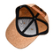 Curved Six-Panel Wood Grain Leather Baseball Cap With Adjustable Strap