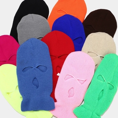 Full Face Cover Three Hole Knitted Mask Beanies Hat Balaclava Tactical Cycling Unisex Caps