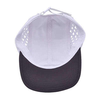 Contrast Stitching 5 Panel Camper Hat With Customized Eyelets And Flat Brim Visor