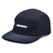 Flat Brim 5 Panel Camper Hat Featuring Sports Mesh Sweatband And Woven Band Closure