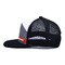 7 Panel Flat Bill Rubber Patch Logo Polyester Mesh Snapback Cap Mixed Color Structured