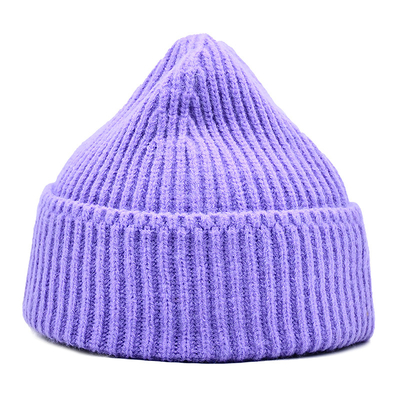 Winter Fashion Multi Colored Large Slouchy Cuffed Men Knit Hat Unisex Purple Beanie Hats