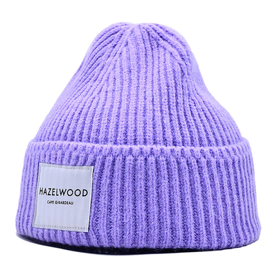 Winter Fashion Multi Colored Large Slouchy Cuffed Men Knit Hat Unisex Purple Beanie Hats