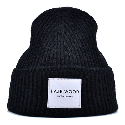 Custom Embroidery / Printed Logo Acrylic Beanies Jacquard Knitted Hats Warm Hat With Patch