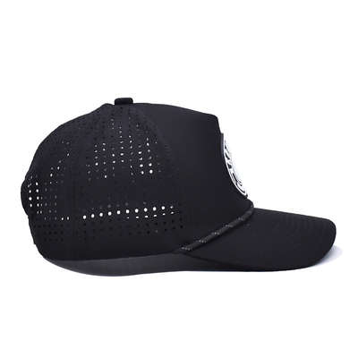 Custom Rubber PVC Logo Trucker Hat 5 Panel Waterproof Laser Hole Rope Golf Hats Running Sports Cap For Man