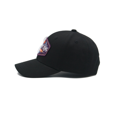 Custom Vintage 6 Panel Baseball Caps Curved 58-68cm Woven Patch With Embroidery Outline And 6 Eyelets