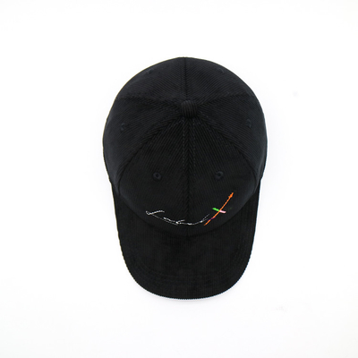 Embroidered Logo And Curved Visor Six-Panel Baseball Cap With Corduroy Fabric