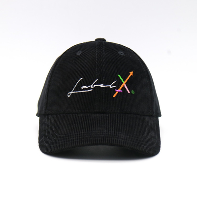 Embroidered Logo And Curved Visor Six-Panel Baseball Cap With Corduroy Fabric