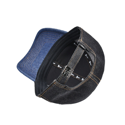 Profile Constructured Embroidered Baseball Cap Custom Color Denim Sweatband
