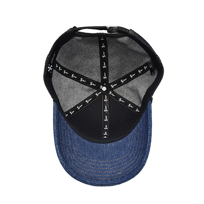 Profile Constructured Embroidered Baseball Cap Custom Color Denim Sweatband