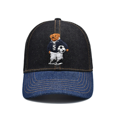 Profile Constructured Embroidered Baseball Cap Custom Color Denim Sweatband