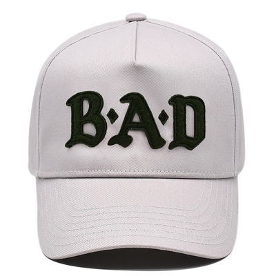 Curved Visor Five-Panel Baseball Cap With Stitching To Match Fabric Color With Affixed Patch