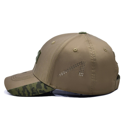 Adjustable Velcro Strap 6 Panel Baseball Cap With Curved Visor And 6 Eyelets