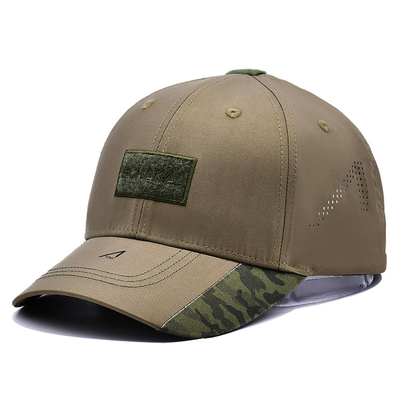 Adjustable Velcro Strap 6 Panel Baseball Cap With Curved Visor And 6 Eyelets