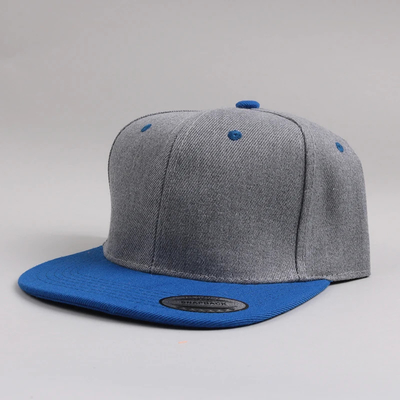 New Adults 6 Panel Snapback Cap Custom Two Tone Flat Brim Snapback Cap