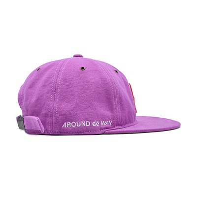 Customized Pink 6 Panel Snapback Cap with Flat Visor And 3D Embroidery Logo