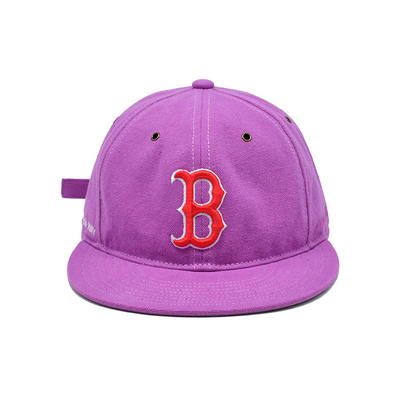 Customized Pink 6 Panel Snapback Cap with Flat Visor And 3D Embroidery Logo