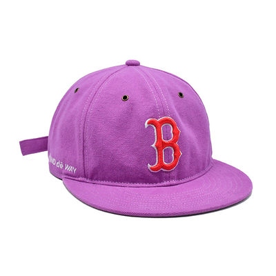 Customized Pink 6 Panel Snapback Cap with Flat Visor And 3D Embroidery Logo