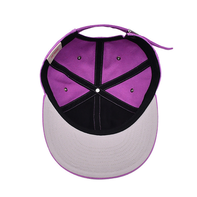 Customized Pink 6 Panel Snapback Cap with Flat Visor And 3D Embroidery Logo