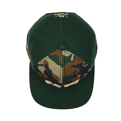 Breathable Plastic Snapback Hats with Structured Flat Brim And Custom Embroidery Logo Camo Color