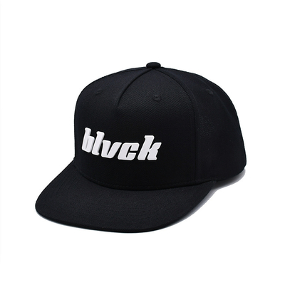 Custom Rubber Patch Flat Brim Unisex Snapback Hats With Embroidery Logo
