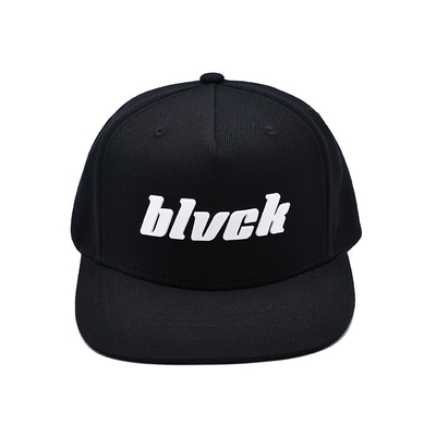 Custom Rubber Patch Flat Brim Unisex Snapback Hats With Embroidery Logo