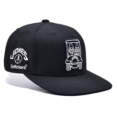 Embroidered Structured Snapback Hats with Flat Visor Cotton Fabric And Inner Tape Printing