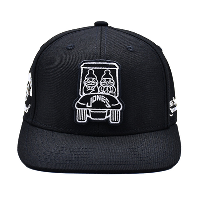 Embroidered Structured Snapback Hats with Flat Visor Cotton Fabric And Inner Tape Printing