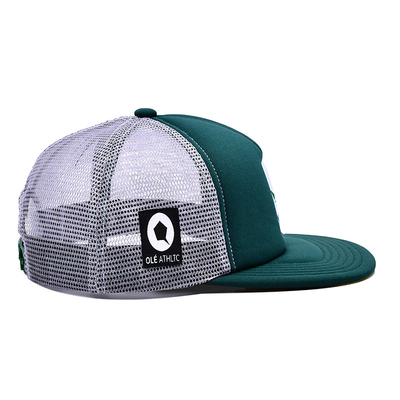 Customized Sponge Comfortable 6 Panel Flat Visor Constructed Trucker Cap With Embroidery Patch