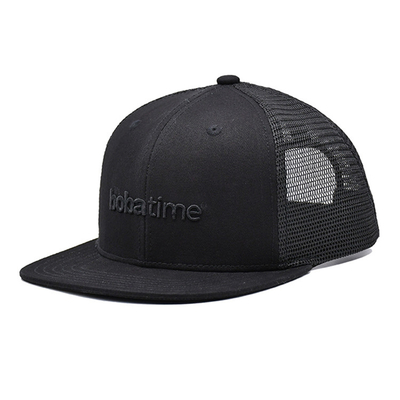 Breathable Cotton 6 Panel Unisex Trucker Cap with Embroidered Logo And Woven Label