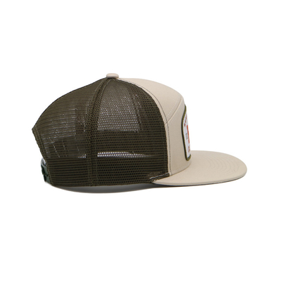Unisex Cotton Trucker Cap with Flat Visor and Snapback Woven Patch With Embroidery Outline