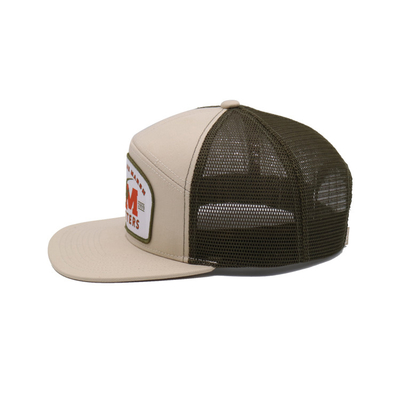 Unisex Cotton Trucker Cap with Flat Visor and Snapback Woven Patch With Embroidery Outline