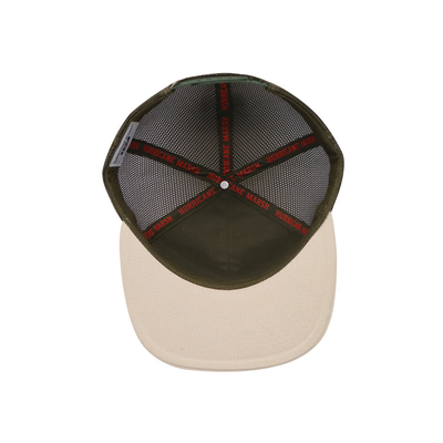 Unisex Cotton Trucker Cap with Flat Visor and Snapback Woven Patch With Embroidery Outline