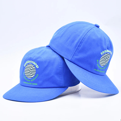 High quality custom printed snapback caps blue unstructured 5 panels flat brim outdoor soft hip hop hats for men