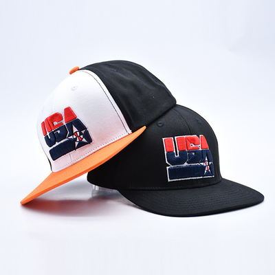 Custom Embroidered Flat Brim Snapback Hats With Black Or Customize Colors