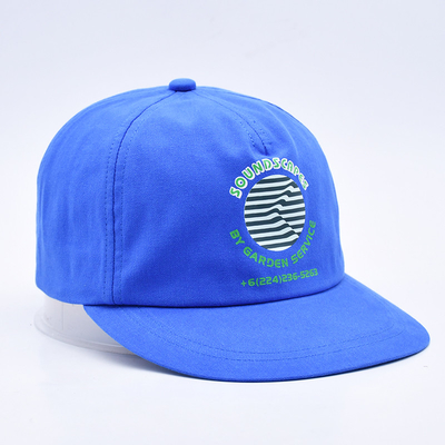 High quality custom printed snapback caps blue unstructured 5 panels flat brim outdoor soft hip hop hats for men