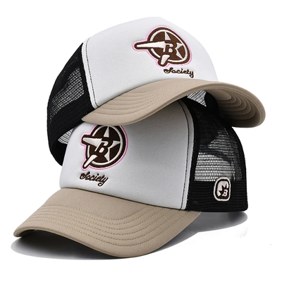 Custom High Quality Two Tone 6 Panel Trucker Cap with A Little Curve Brim