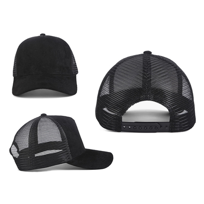 Breathable Plain Suede Mesh Back Baseball Caps Women Trendy 5 Panel Trucker Hat