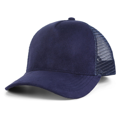 Breathable Plain Suede Mesh Back Baseball Caps Women Trendy 5 Panel Trucker Hat