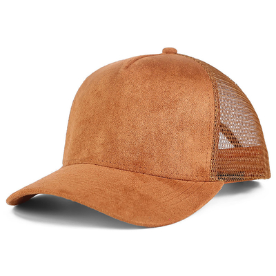 Breathable Plain Suede Mesh Back Baseball Caps Women Trendy 5 Panel Trucker Hat