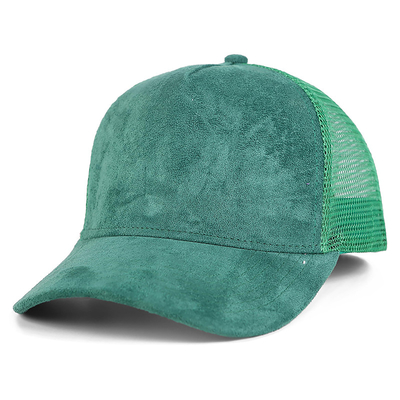 Breathable Plain Suede Mesh Back Baseball Caps Women Trendy 5 Panel Trucker Hat