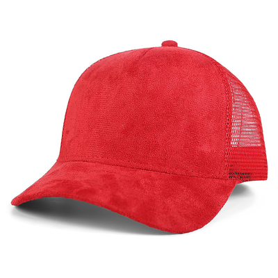 Breathable Plain Suede Mesh Back Baseball Caps Women Trendy 5 Panel Trucker Hat