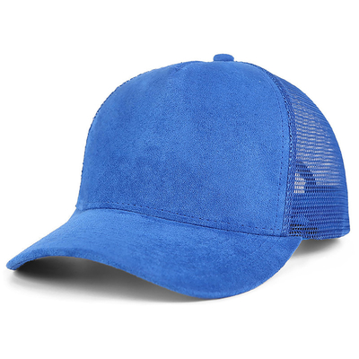 Breathable Plain Suede Mesh Back Baseball Caps Women Trendy 5 Panel Trucker Hat