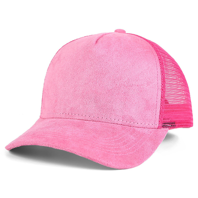 Breathable Plain Suede Mesh Back Baseball Caps Women Trendy 5 Panel Trucker Hat
