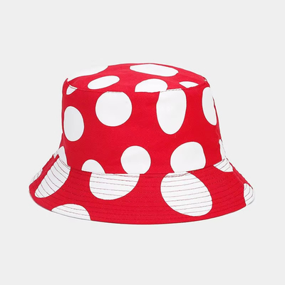 2025 Cotton Cartoon Mushroom Print Bucket Hat Fisherman Hat Outdoor Travel Sun Cap for Men and Women