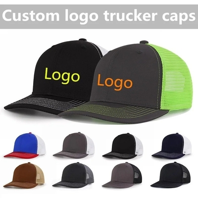 Custom Pre Curved Mesh Hat Cotton Trucker Cap with Plastic Snapback
