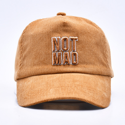 Custom 3d Structured Embroidery Corduroy Gorras Baseball Cap Wholesale 5 Panel Adjustable Snapback Baseball Cap
