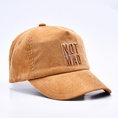 Custom 3d Structured Embroidery Corduroy Gorras Baseball Cap Wholesale 5 Panel Adjustable Snapback Baseball Cap