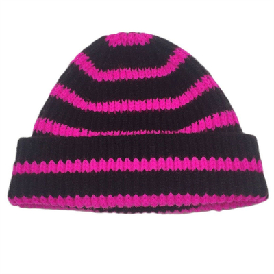 Children Short Knitted Striped Hat Winter Beanies for Boys Girls Warm Cuff Cap