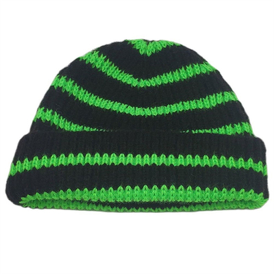Children Short Knitted Striped Hat Winter Beanies for Boys Girls Warm Cuff Cap